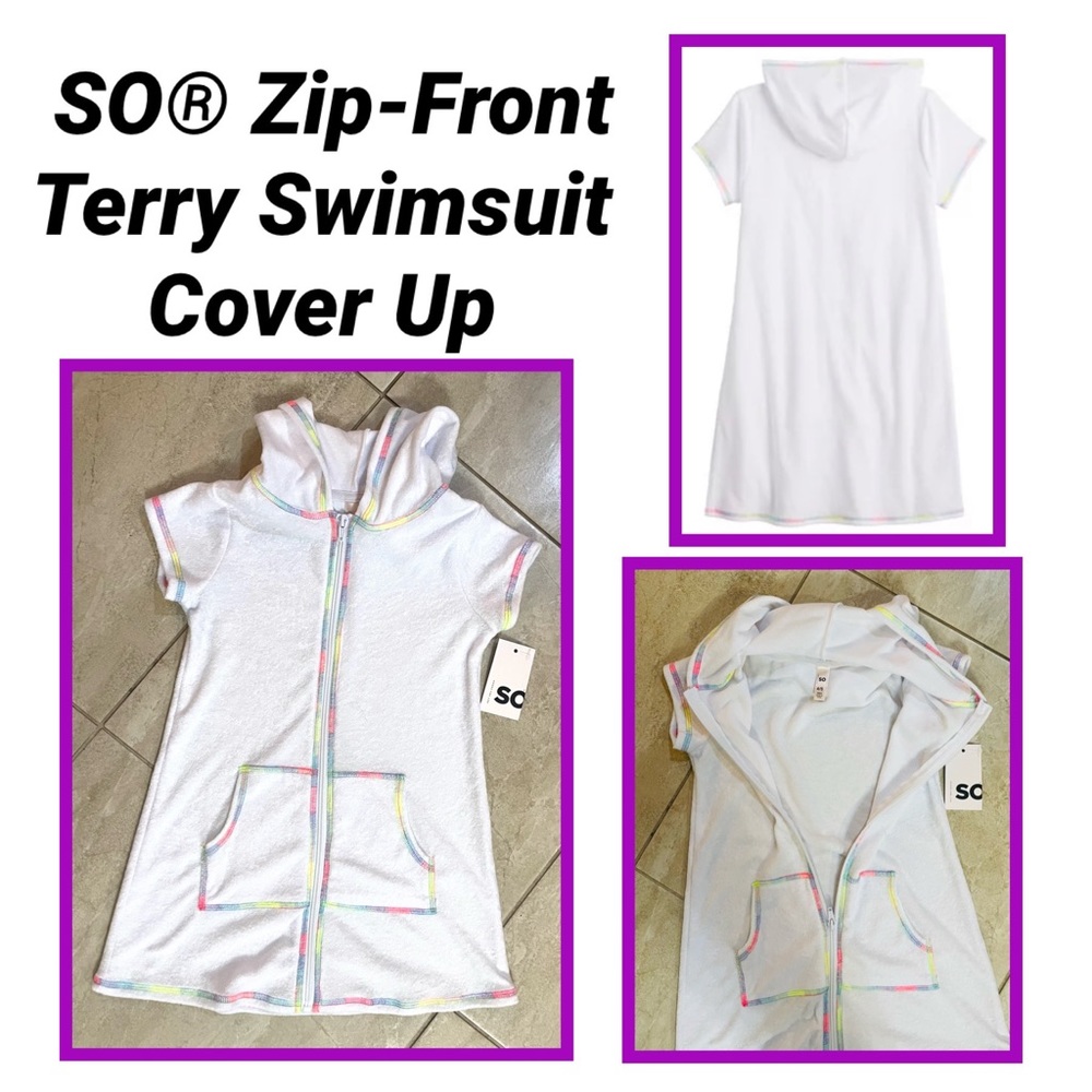SO® Zip-Front Terry Swimsuit Cover Up